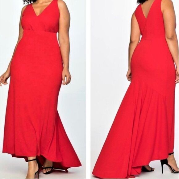 NEW Eloquii red maxi formal dress with trail,‎ women's size 16 - Picture 1 of 16